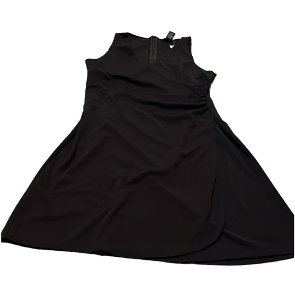 Express black sleeveless faux wrap dress shirred detail size large fits 10 - Picture 11 of 11